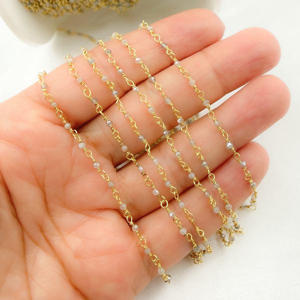 Coated Blue Moonstone Wire Chain