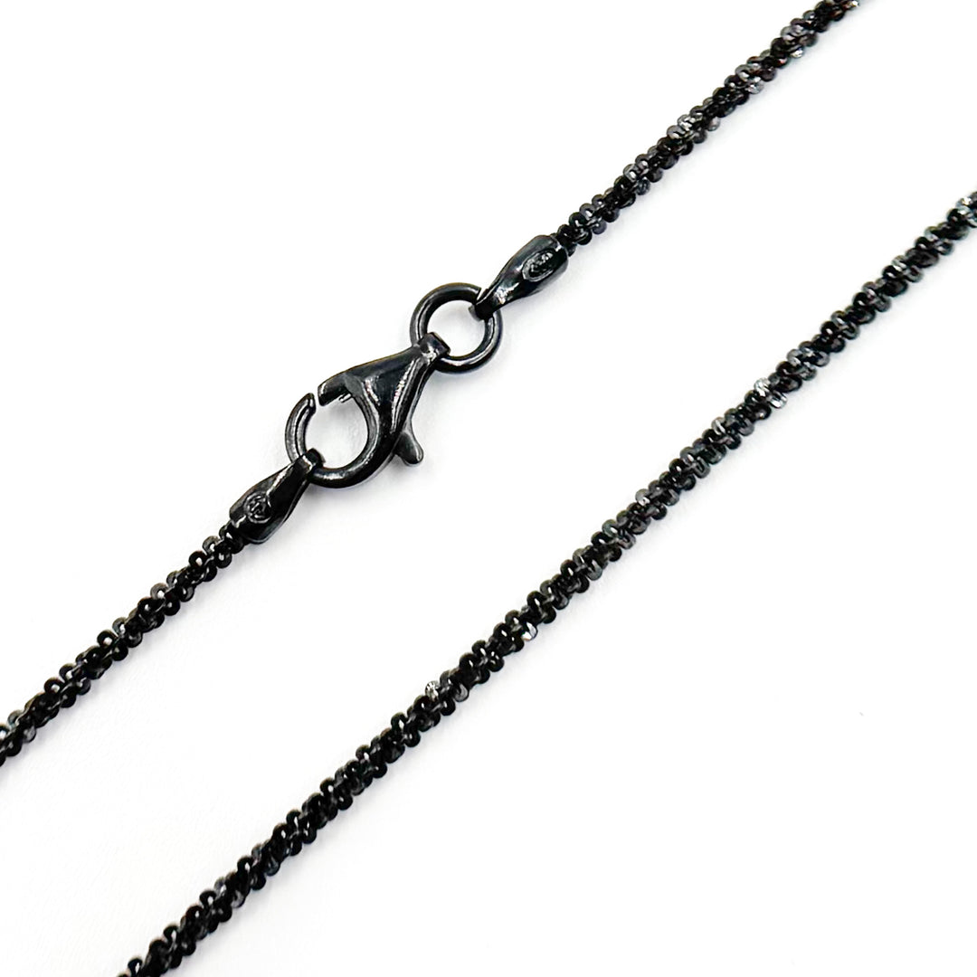 Black Rhodium Sterling Silver Popcorn Finish Necklace