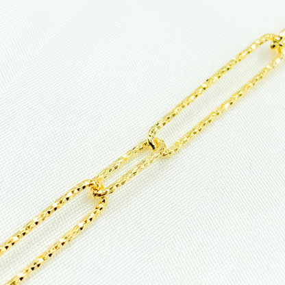 V4GP. Gold Plated 925 Sterling Silver Diamond Cut Short & Long Link Chain