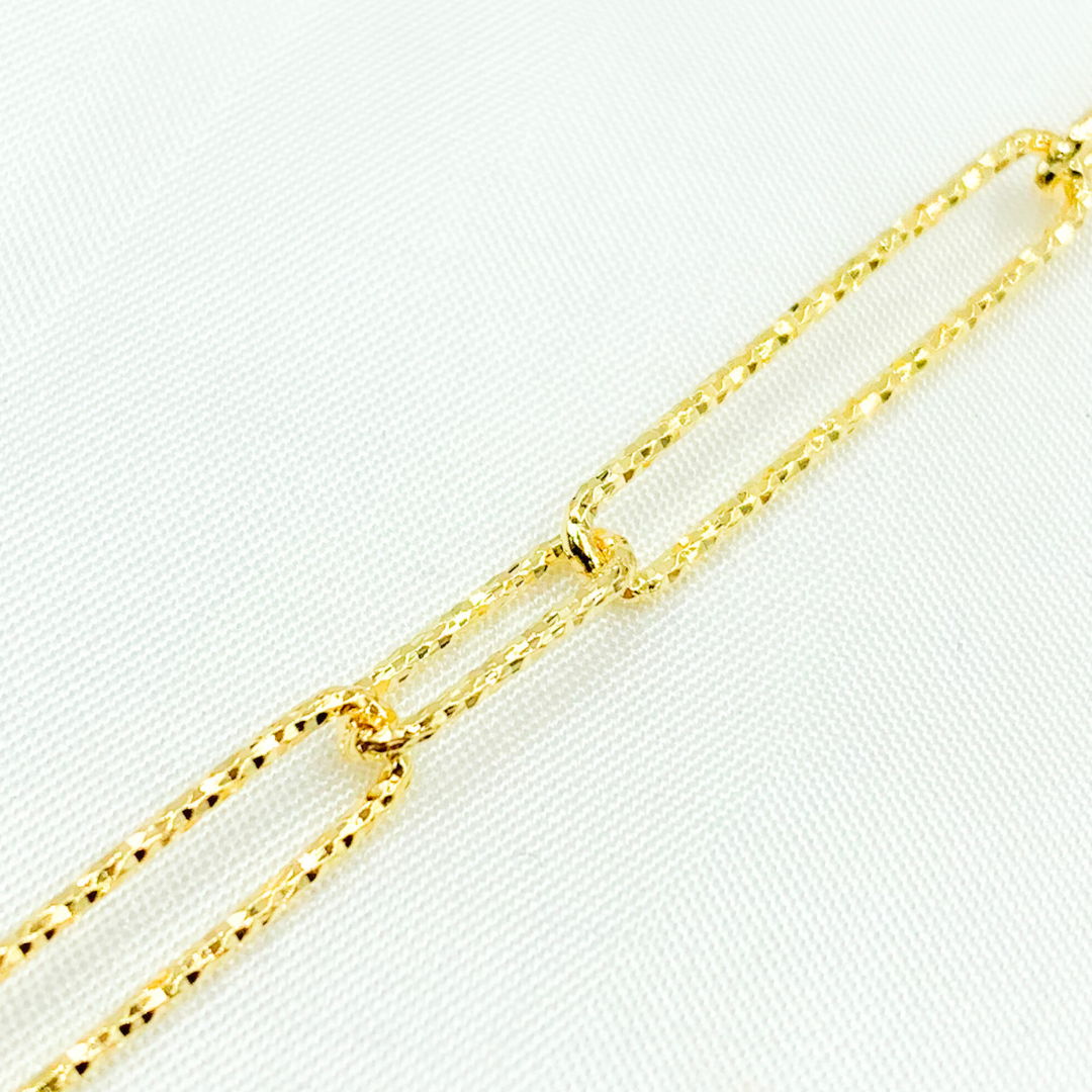 V4GP. Gold Plated 925 Sterling Silver Diamond Cut Short & Long Link Chain
