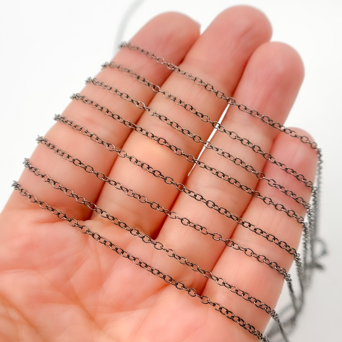 Oxidized Sterling Silver Smooth Oval Link Chain