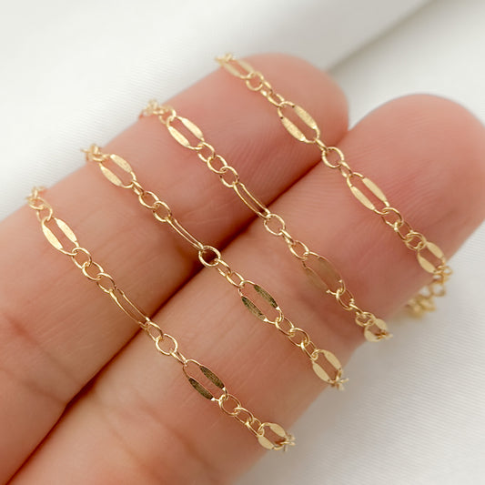 14K Gold-Filled Flat Marina and Cable Links Necklace