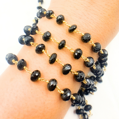 Black Spinel Gold Plated Wire Chain