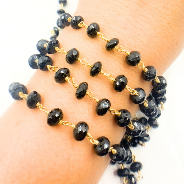 Black Spinel Gold Plated Wire Chain