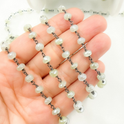 Coated Prehnite Gemstone Oxidized Wire Chain