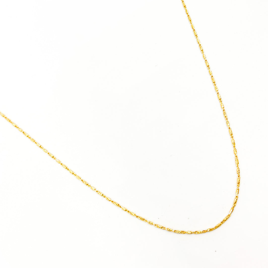 14K Solid Yellow Gold Diamond Cut Bar Chain