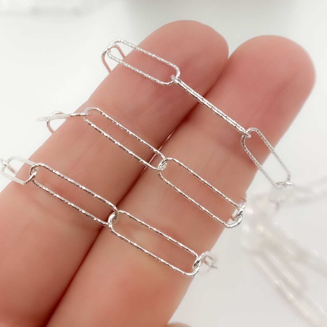 Sterling Silver Diamond Cut Paperclip Chain