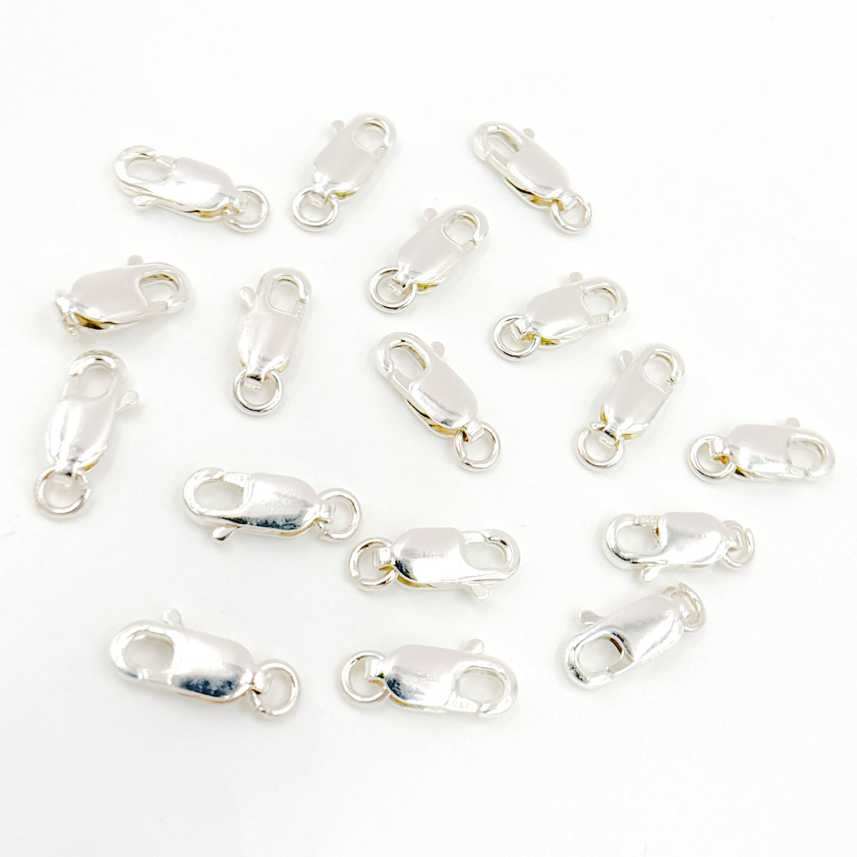 8MM White Sterling Silver Lobster Clasp