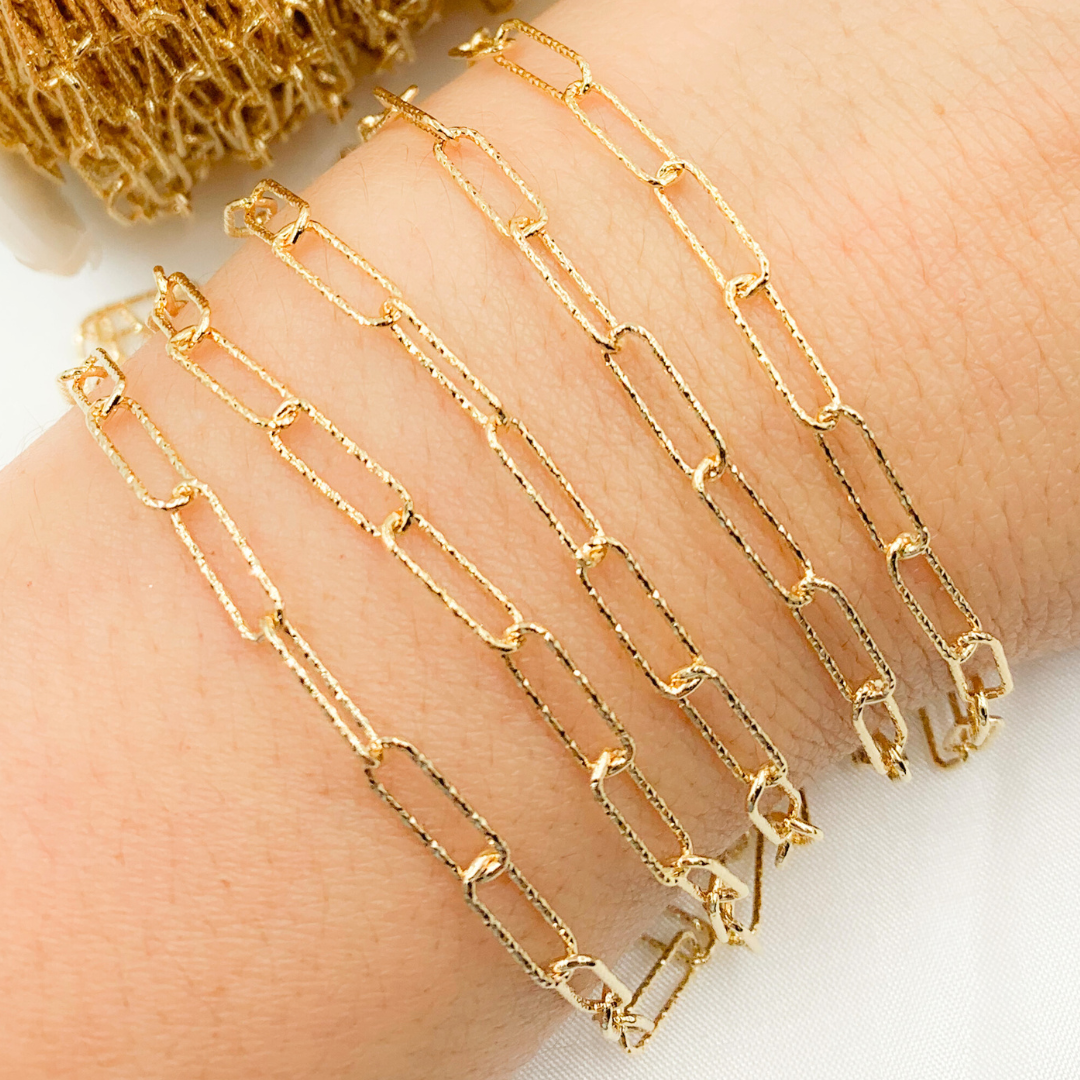 Gold Plated 925 Sterling Silver  Diamond Cut Paperclip Chain.