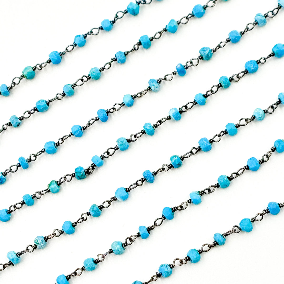 Turquoise Black Rhodium 925 Sterling Silver Wire Chain