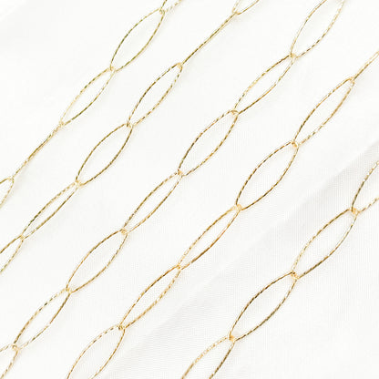 Gold Plated 925 Sterling Silver Diamond Cut Oval Link Chain