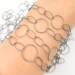 Load image into Gallery viewer, Black Rhodium Sterling Silver Diamond Cut Round and Oval Link Chain