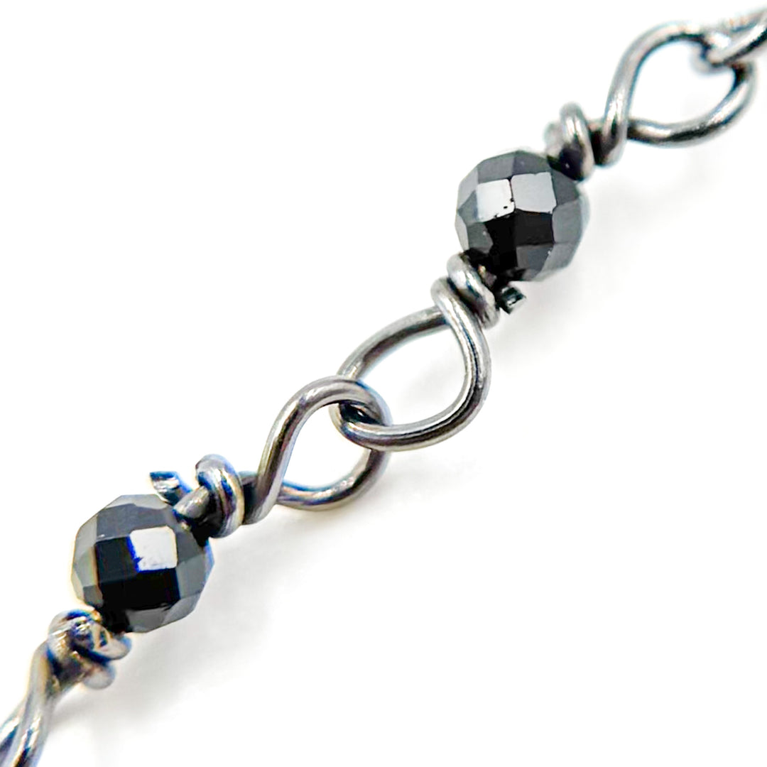Black Spinel Oxidized Wire Wrap Chain