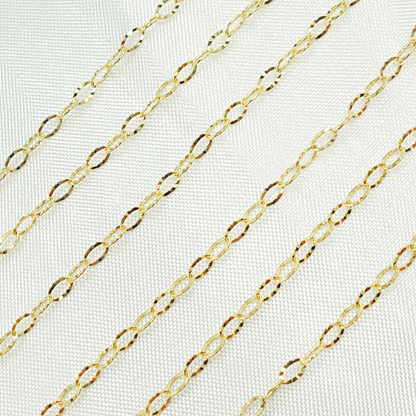 14k Solid Gold Diamond Cut Oval Link Chain