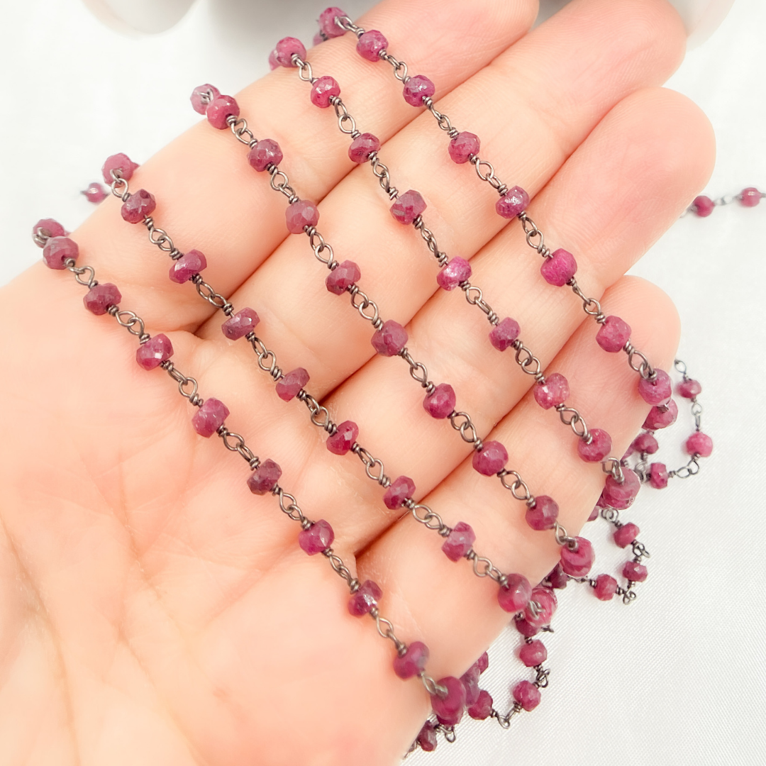 Dyed Ruby Oxidized Wire Chain.