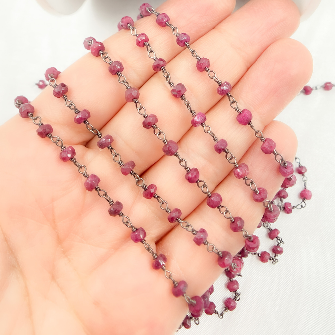 Dyed Ruby Oxidized Wire Chain. RUB3