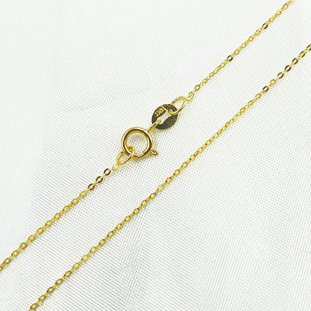 020R03BF. 14K Solid Gold Flat Cable Chain