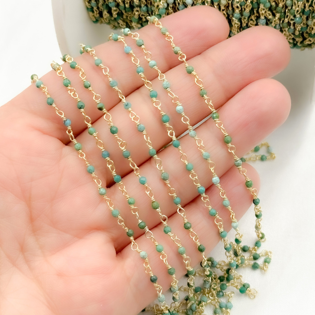 Turquoise Gold Plated 925 Sterling Silver Wire Chain