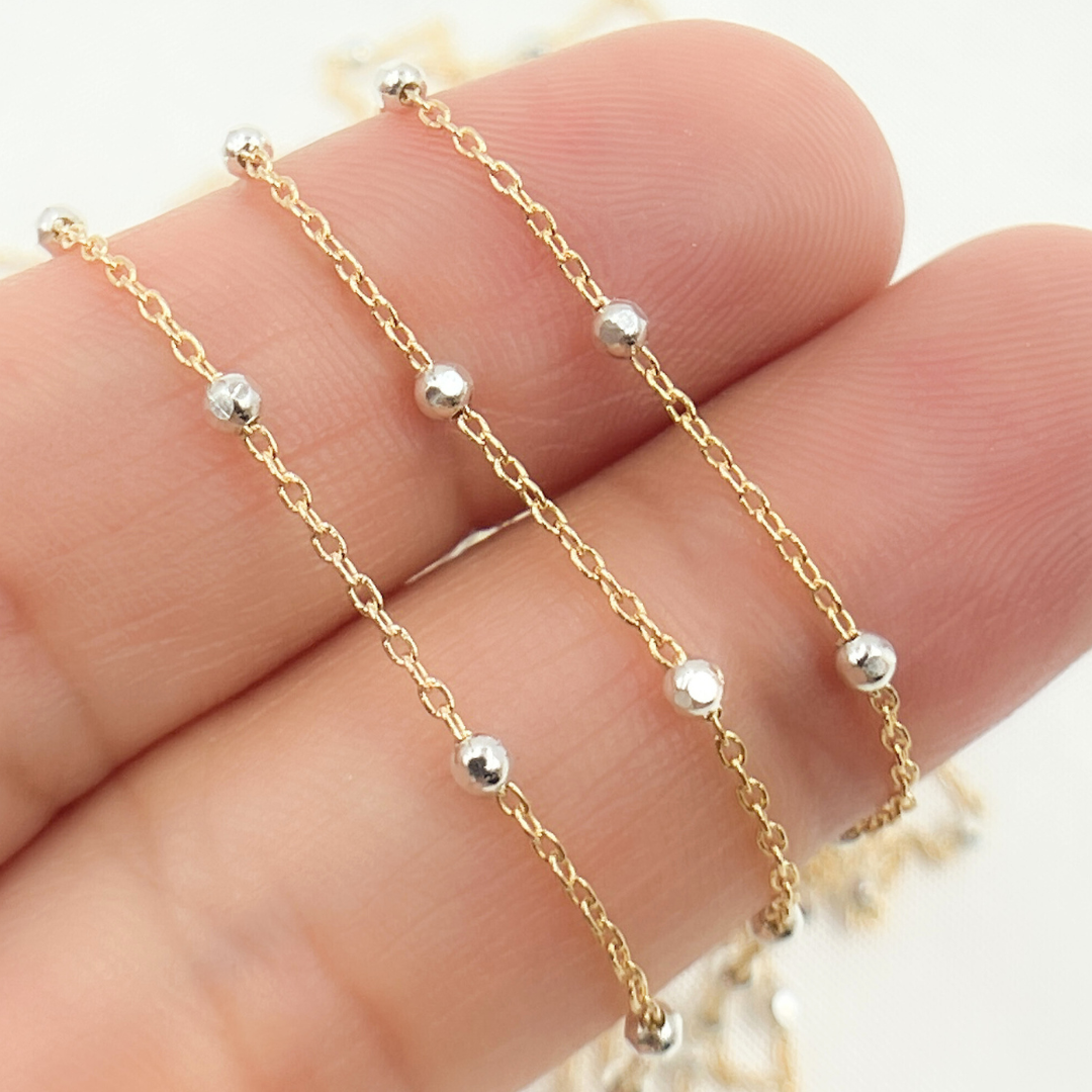 1186GF. 14k Gold Filled with 925 Sterling Silver Beads Satellite Chain.