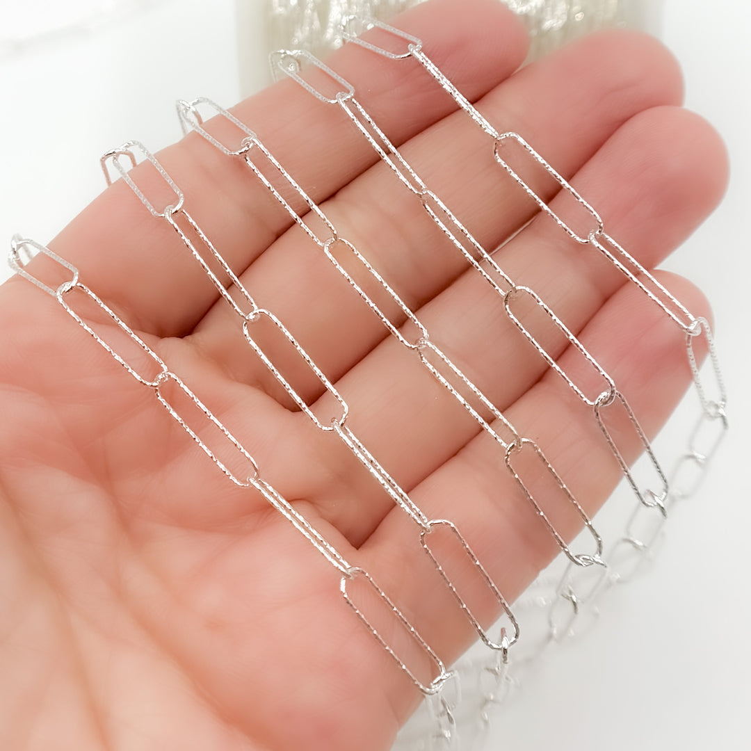 Sterling Silver Diamond Cut Paperclip Chain