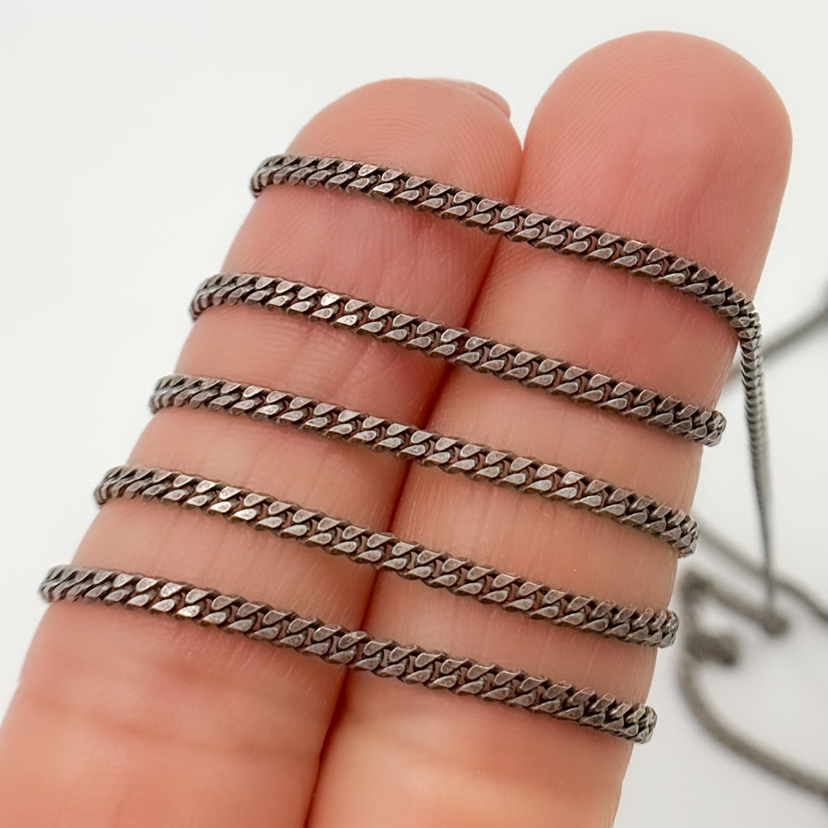 Oxidized Sterling Silver Flat Curb Chain