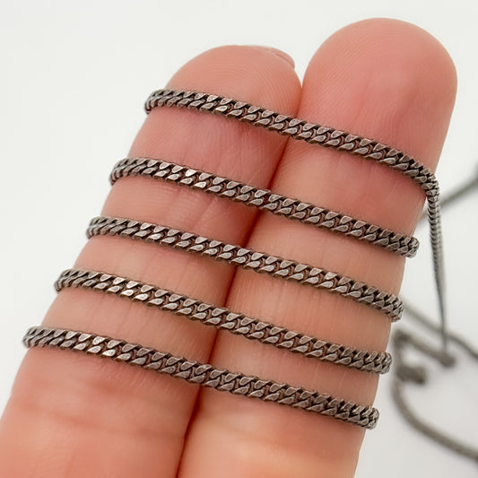 Oxidized Sterling Silver Flat Curb Chain