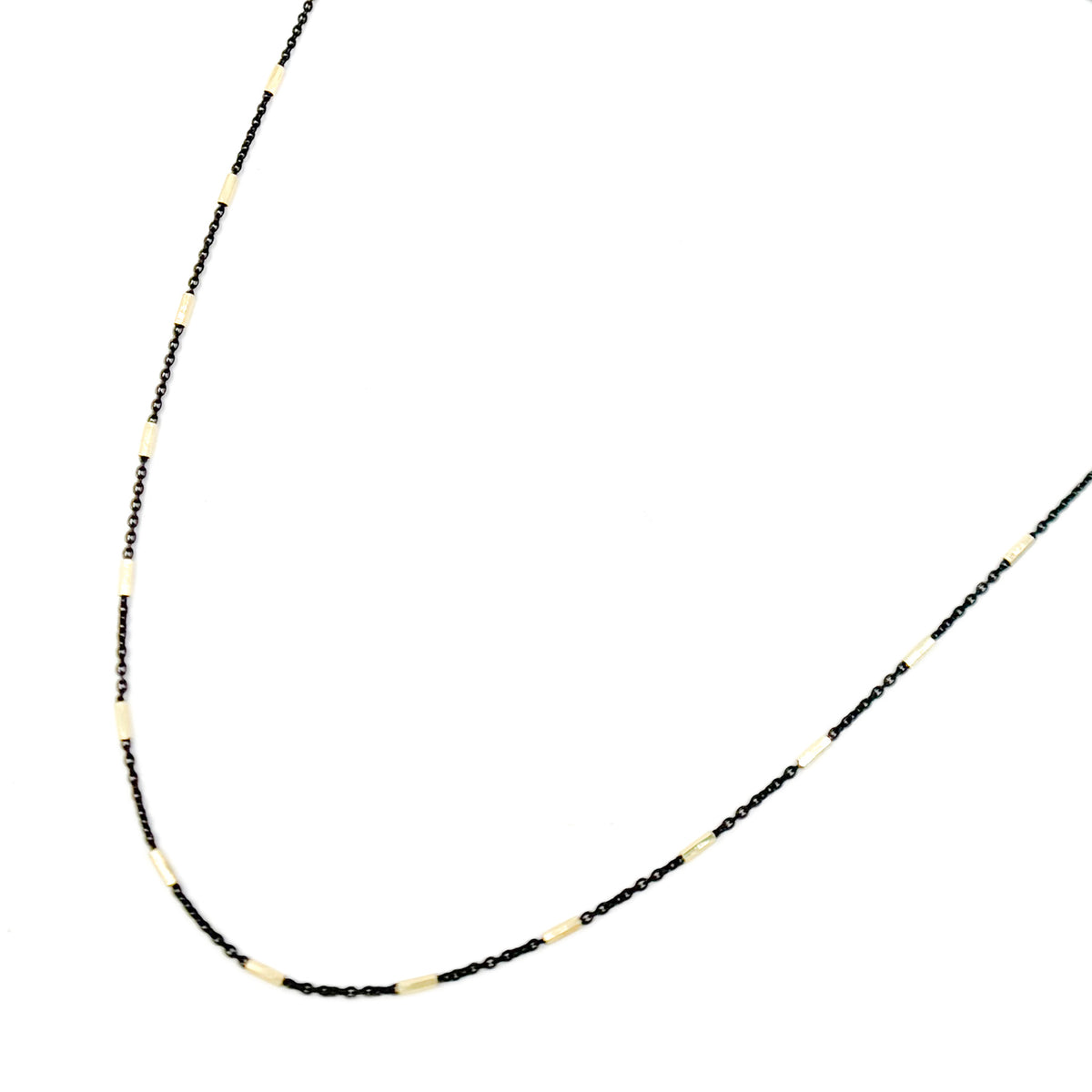 Oxidized 925 Sterling Silver Satellite Gold Plated Tube Necklace