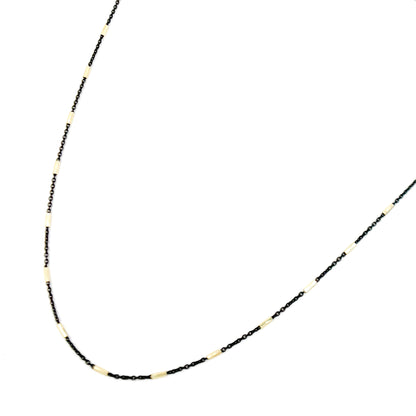 Oxidized 925 Sterling Silver Satellite Gold Plated Tube Necklace