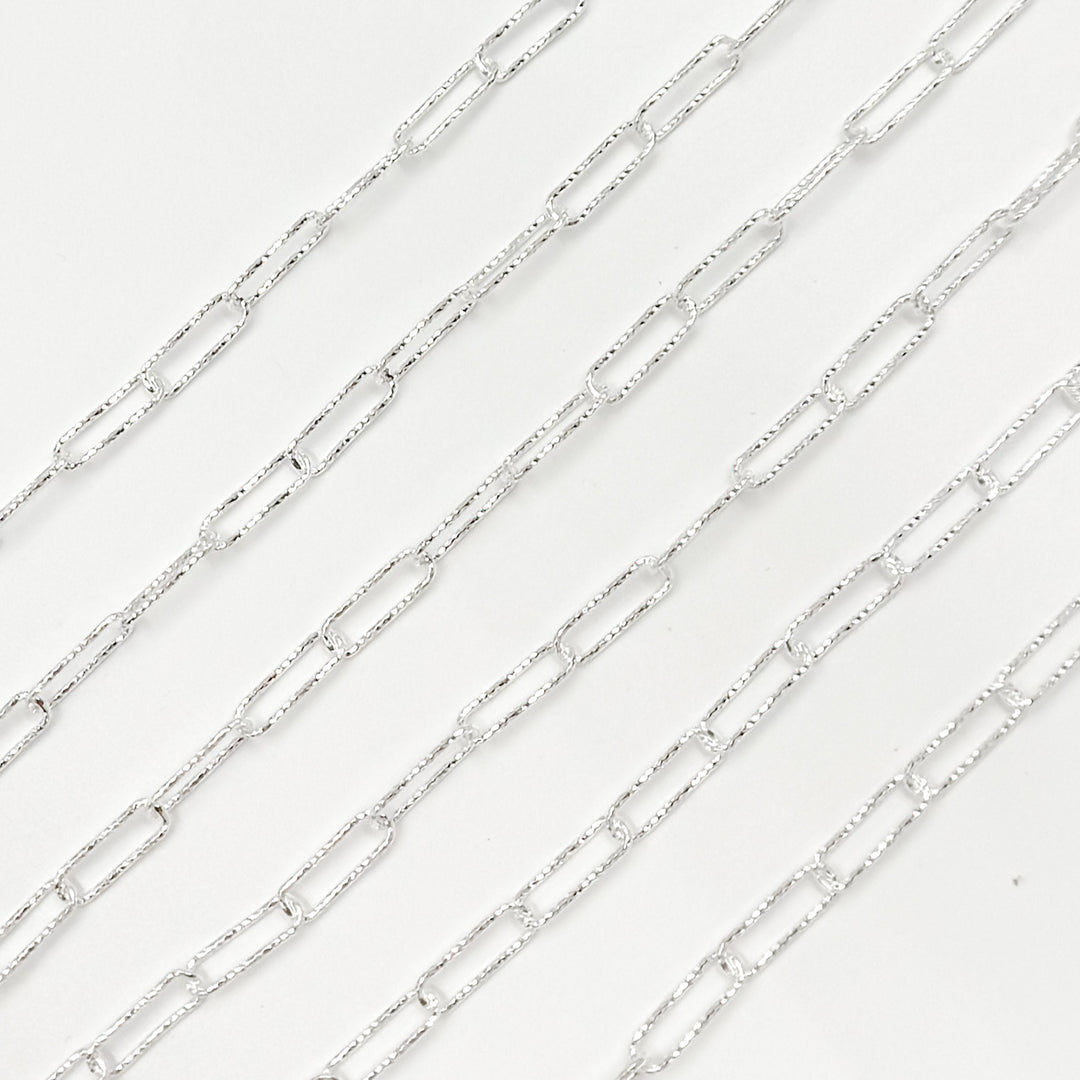 Y80DCSS. Sterling Silver Diamond Cut Paperclip Chain