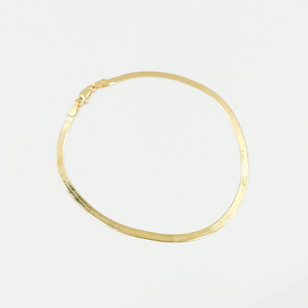 14k Solid Yellow Gold Herringbone Bracelet