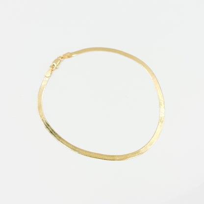 14k Solid Yellow Gold Herringbone Bracelet