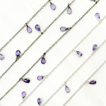 Load image into Gallery viewer, Purple Color Cubic Zirconia Pear Shape Dangle Chain. CZ60
