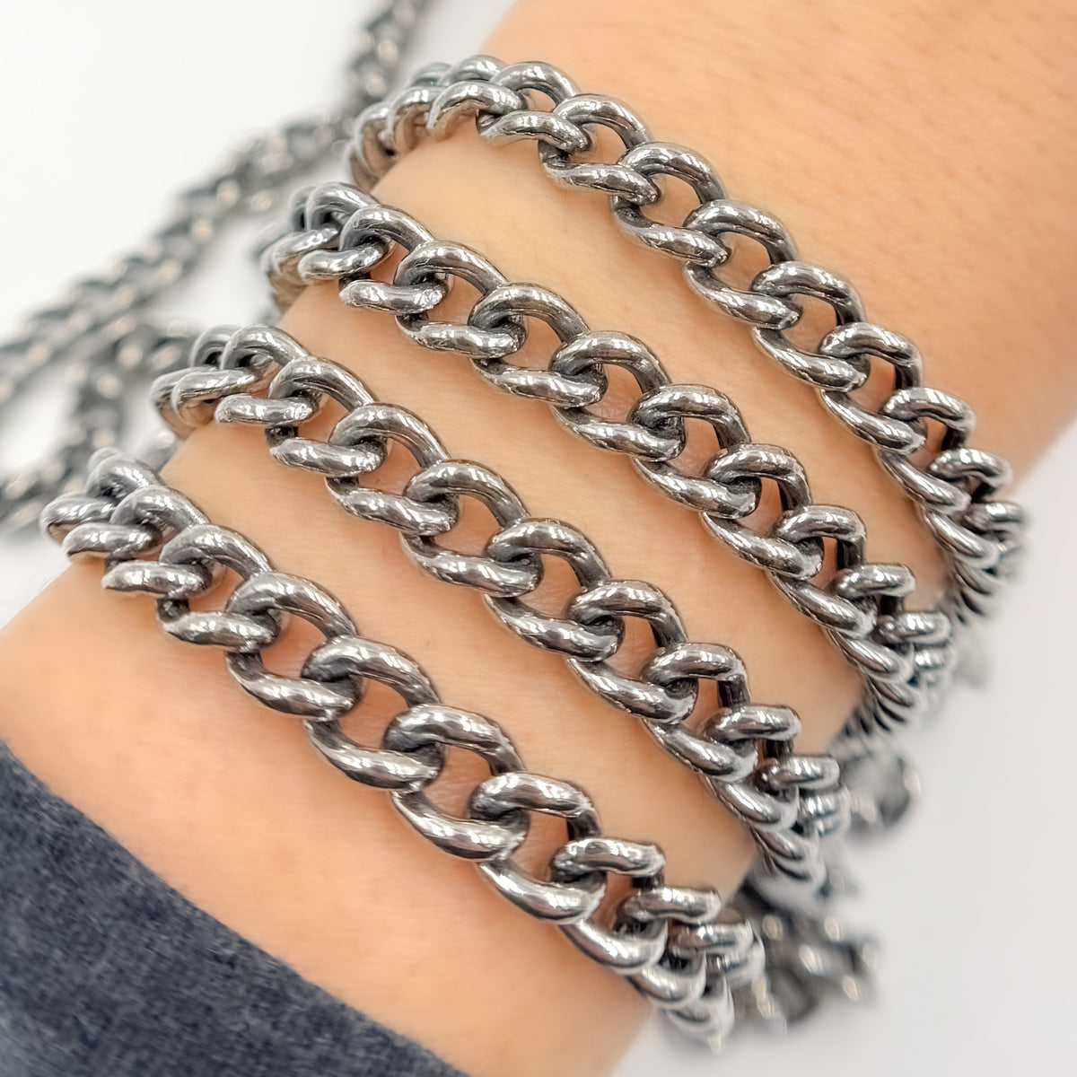 Oxidized Sterling Silver Curb Chain