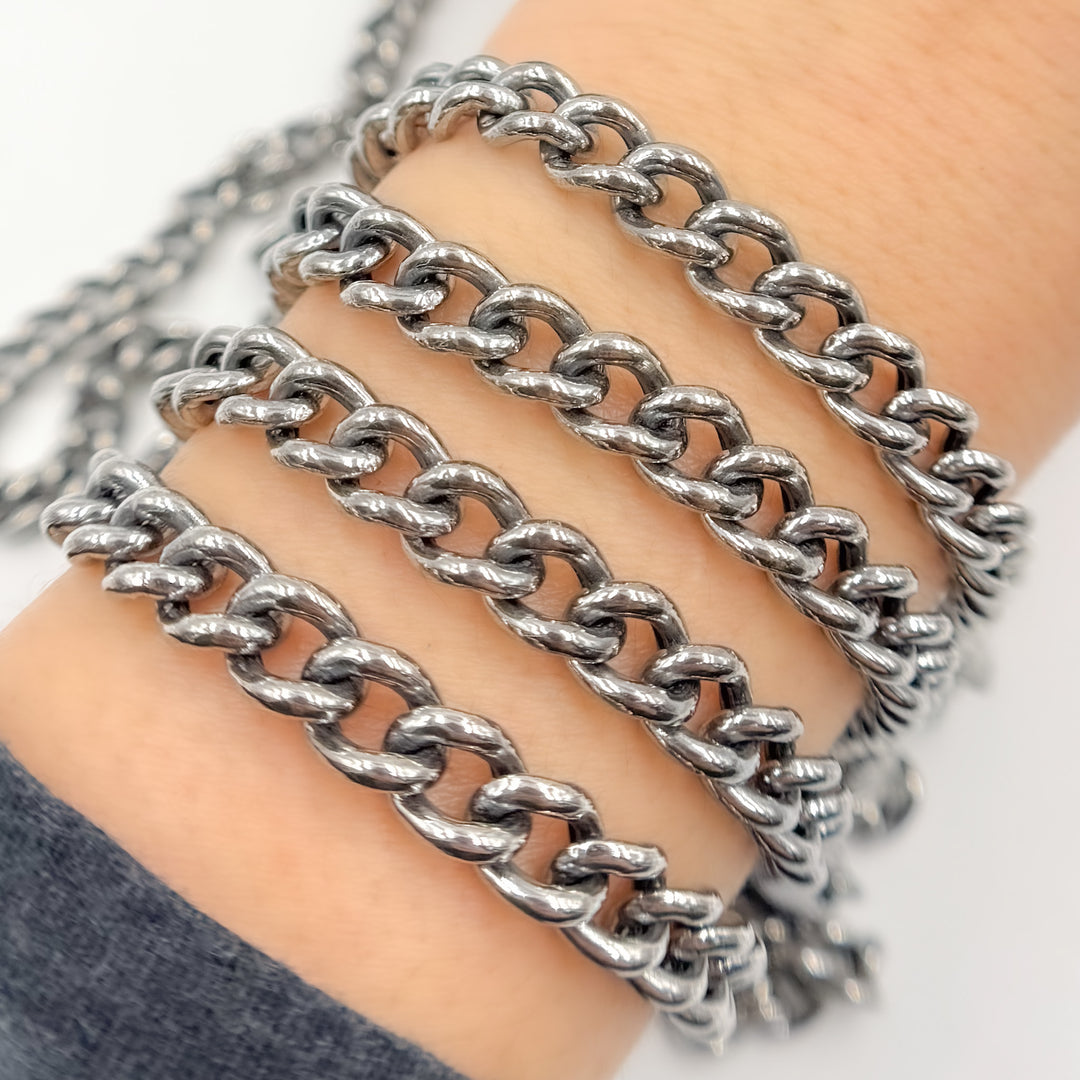 Y5OX. Oxidized Sterling Silver Curb Chain