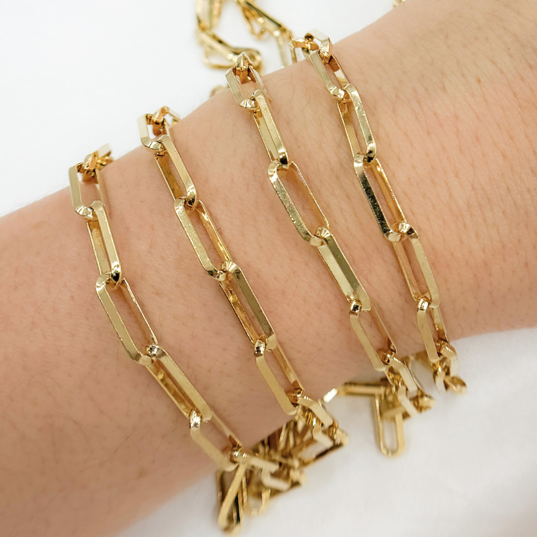 Gold Plated 925 Sterling Silver Diamond Cut Paperclip Chain