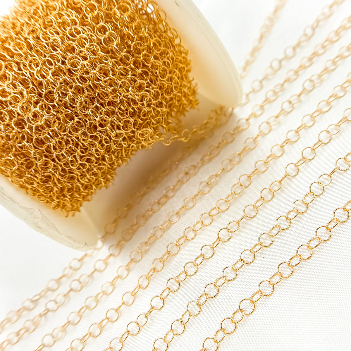 14K Gold Filled Twisted Round Link Chain