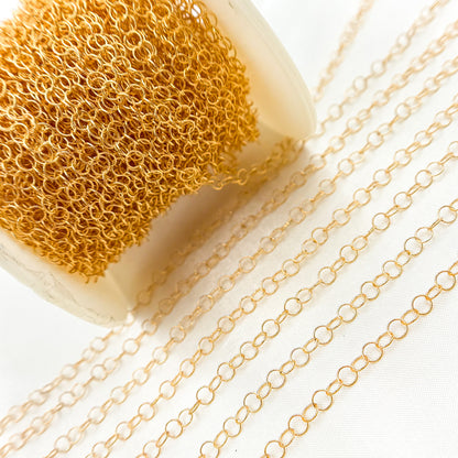 14K Gold Filled Twisted Round Link Chain
