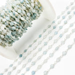 Load image into Gallery viewer, AQU31. Shaded Milky Aquamarine Coin Shape Sterling Silver Wire Chain
