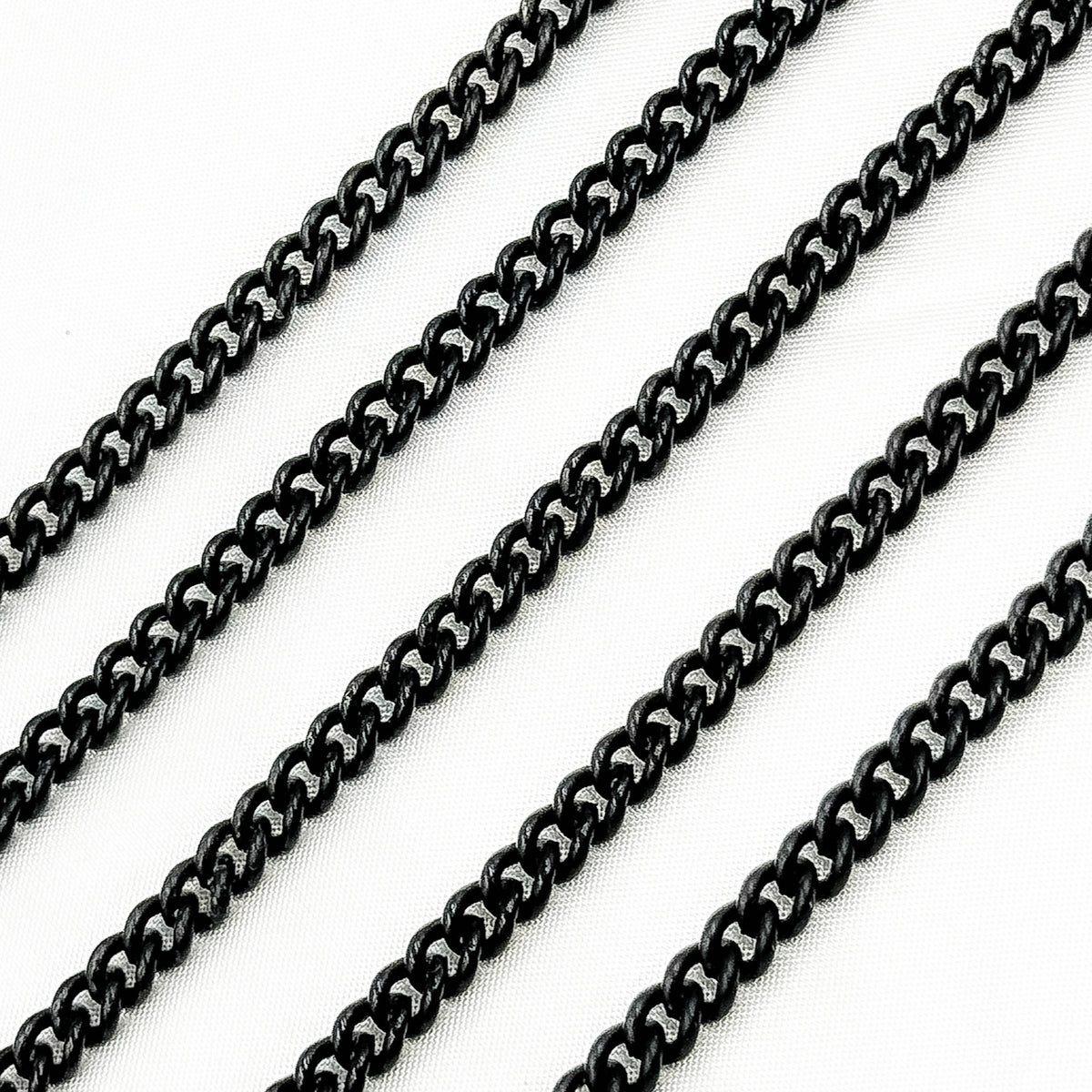 Black Rhodium Matt Sterling Silver Smooth Curb Chain