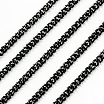 Black Rhodium Matt Sterling Silver Smooth Curb Chain