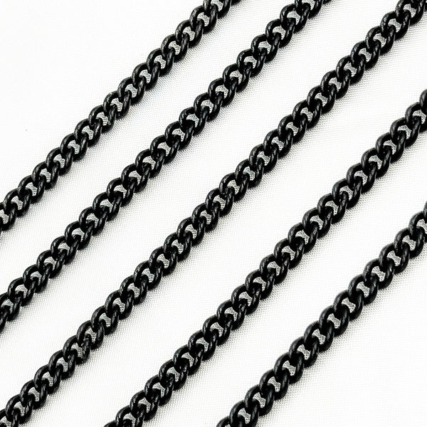 Black Rhodium Matt Sterling Silver Smooth Curb Chain