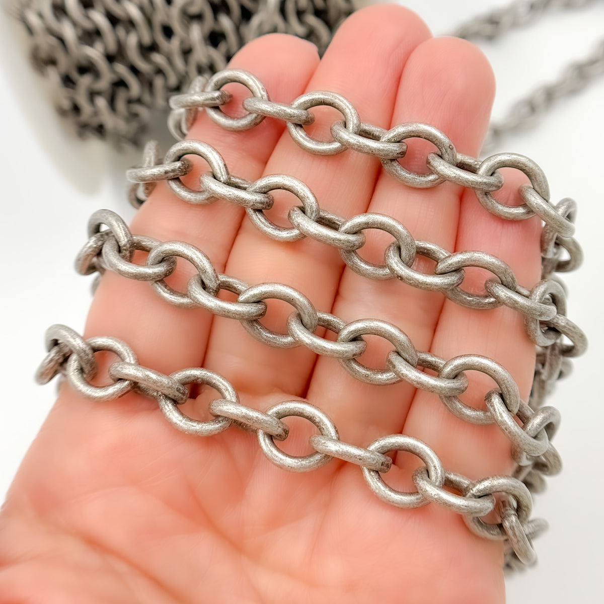 Oxidized Sterling Silver Thick Oval Link Chain