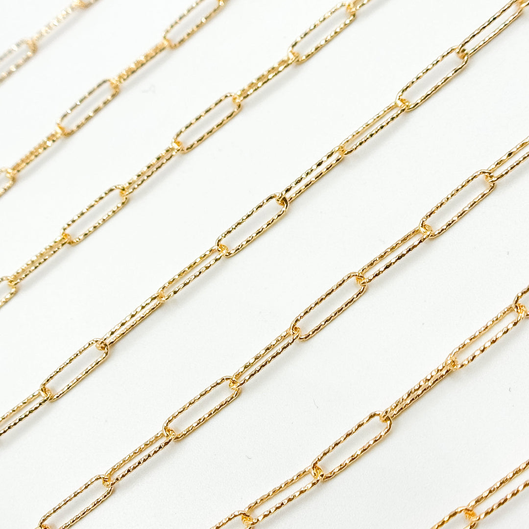 V313GF. 14K Gold Filled Diamond Cut Paperclip Chain