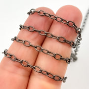 Black Rhodium Sterling Silver Twisted Oval Link Chain