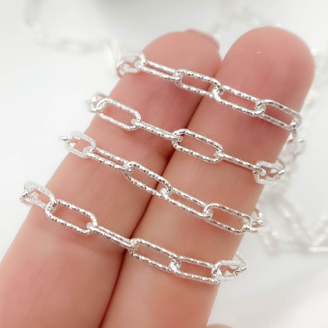 Y42SS. Sterling Silver Diamond Cut Paperclip Chain