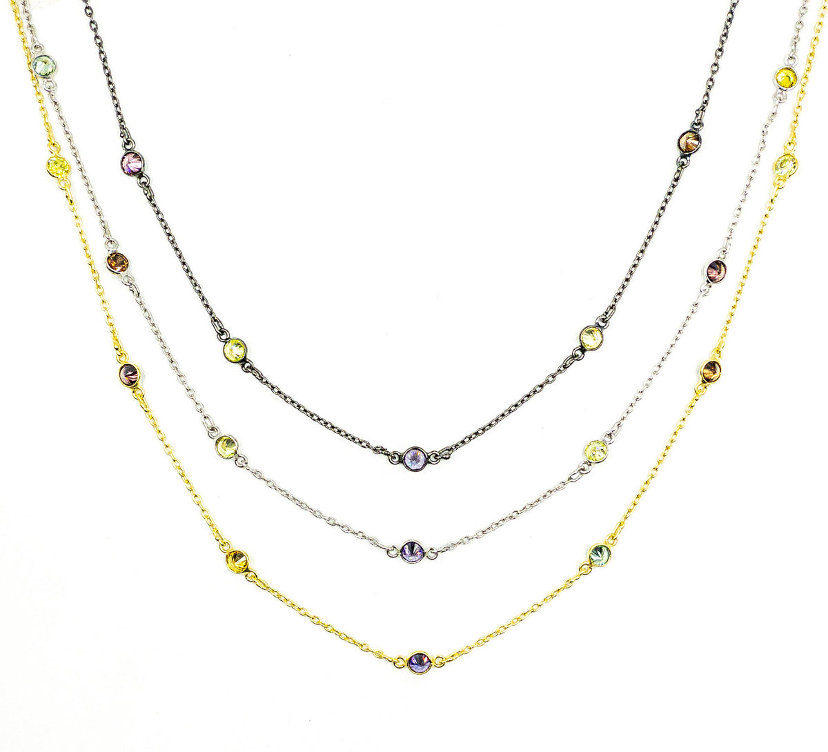 Cubic Zirconia Round Shape Connected Chain