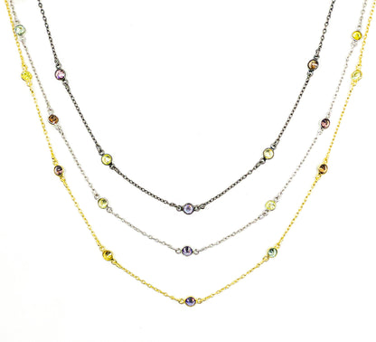 Cubic Zirconia Round Shape Connected Chain
