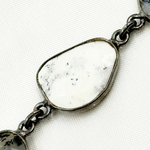 Load image into Gallery viewer, Dendrite Opal Organic Shape Bezel Oxidized Silver Wire Chain. DEN2
