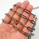 Load image into Gallery viewer, V13BR. Sterling Silver Black Rhodium Shinny Flat  Paperclip Chain
