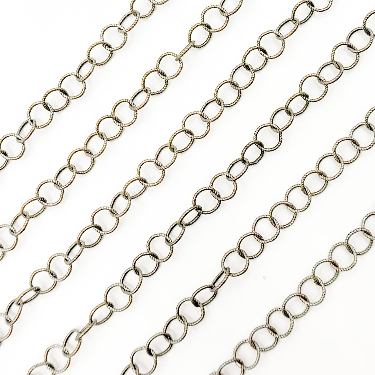 Oxidized Sterling Silver Twisted Round Link Chain